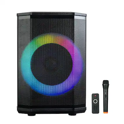 Front. iQ Sound - Iq Sound Pro Dj Bluetooth Portable Party System, True Wireless, With Lights, Wireless Microphone, And Remote - Black.