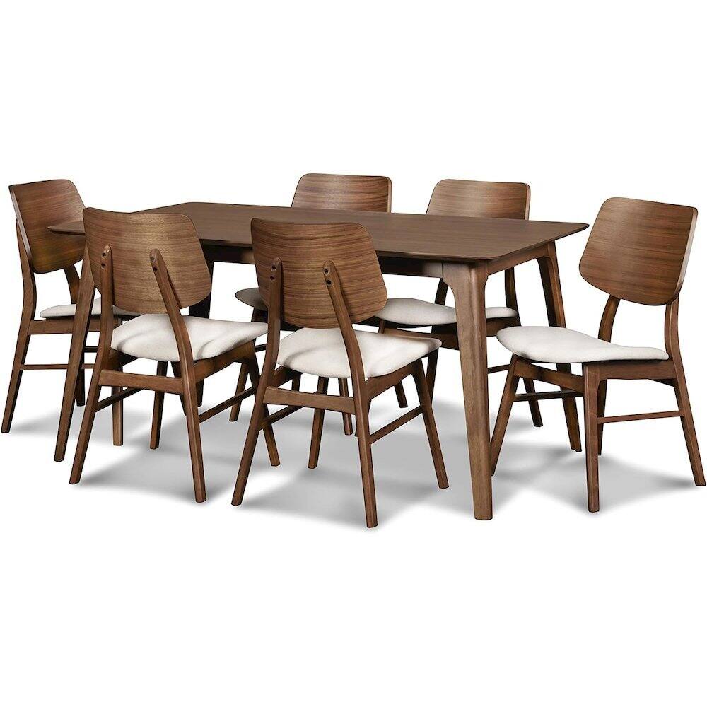 Front. Starlight Canyon Home - Elegant Brown Solid Wood Dining Set with Table and 6 Chairs for Home Use - Brown.