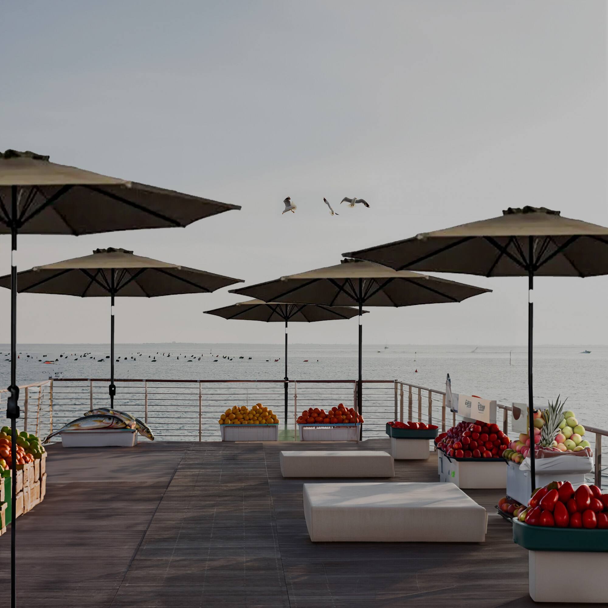 Alt View 4. Four Seasons Courtyard - Four Seasons Courtyard 9 Foot Round Olefin Fabric Belmont Market Umbrella, Taupe - Taupe.