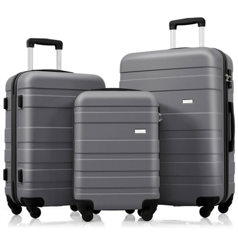 HTUTWOO - Luggage Sets ABS Hardshell 3pcs - Hardside Lightweight Suitcase Sets, Spinner Wheels Suitcase with TSA Lock, 20"/24"/28 - Gray