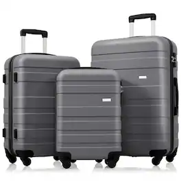 HTUTWOO - Luggage Sets ABS Hardshell 3pcs - Hardside Lightweight Suitcase Sets, Spinner Wheels Suitcase with TSA Lock, 20"/24"/28 - Gray