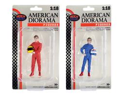 "Racing Legends" 80's Figures A and B Set of 2 for 1/18 Scale Models by American Diorama - Multi