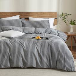 Wide Stripe-dark Grey/White-Queen(90" x 90")