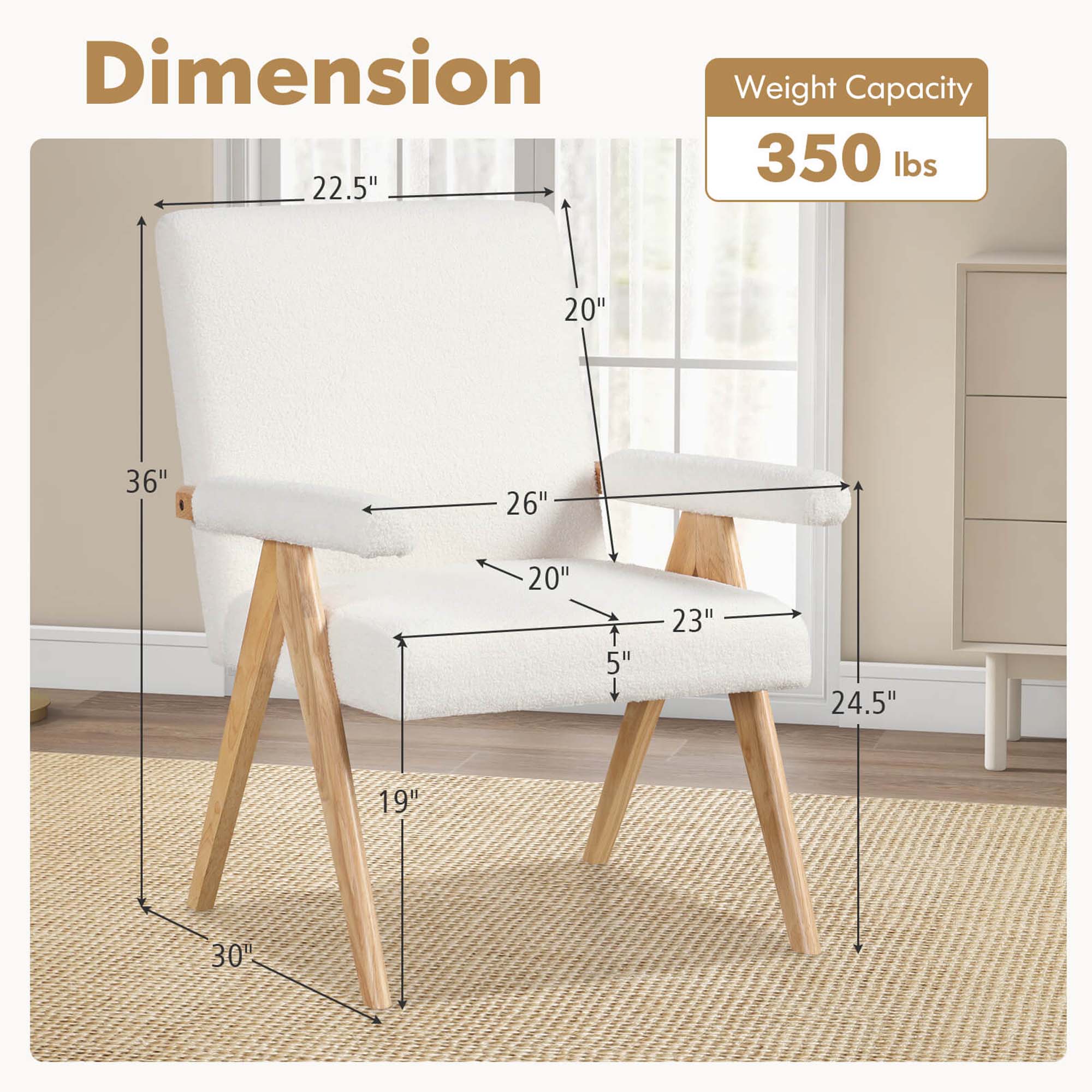 Dimension: 22.5" Weight Capacity: 350 lbs.
