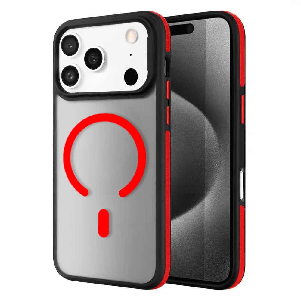 Front. Entronix - Entronix Rugged Shockproof Case for iPhone 17 Pro Max - Translucent Matte Finish - Red.