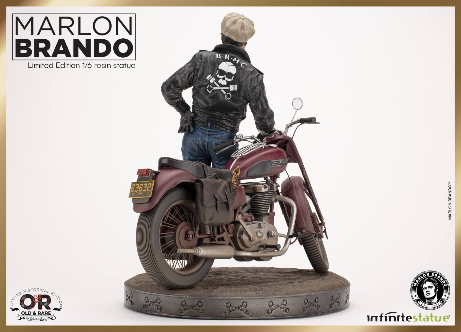 MARLON BRANDO  
Limited Edition 1/6 resin statue  

B R M C  

63632  
CALIFORNIA  

LIMITED HISTORICAL EDITION  
OLD & RARE  
by Infinite Statue  

infinite statue  

MARLON BRANDO  
Limited Edition