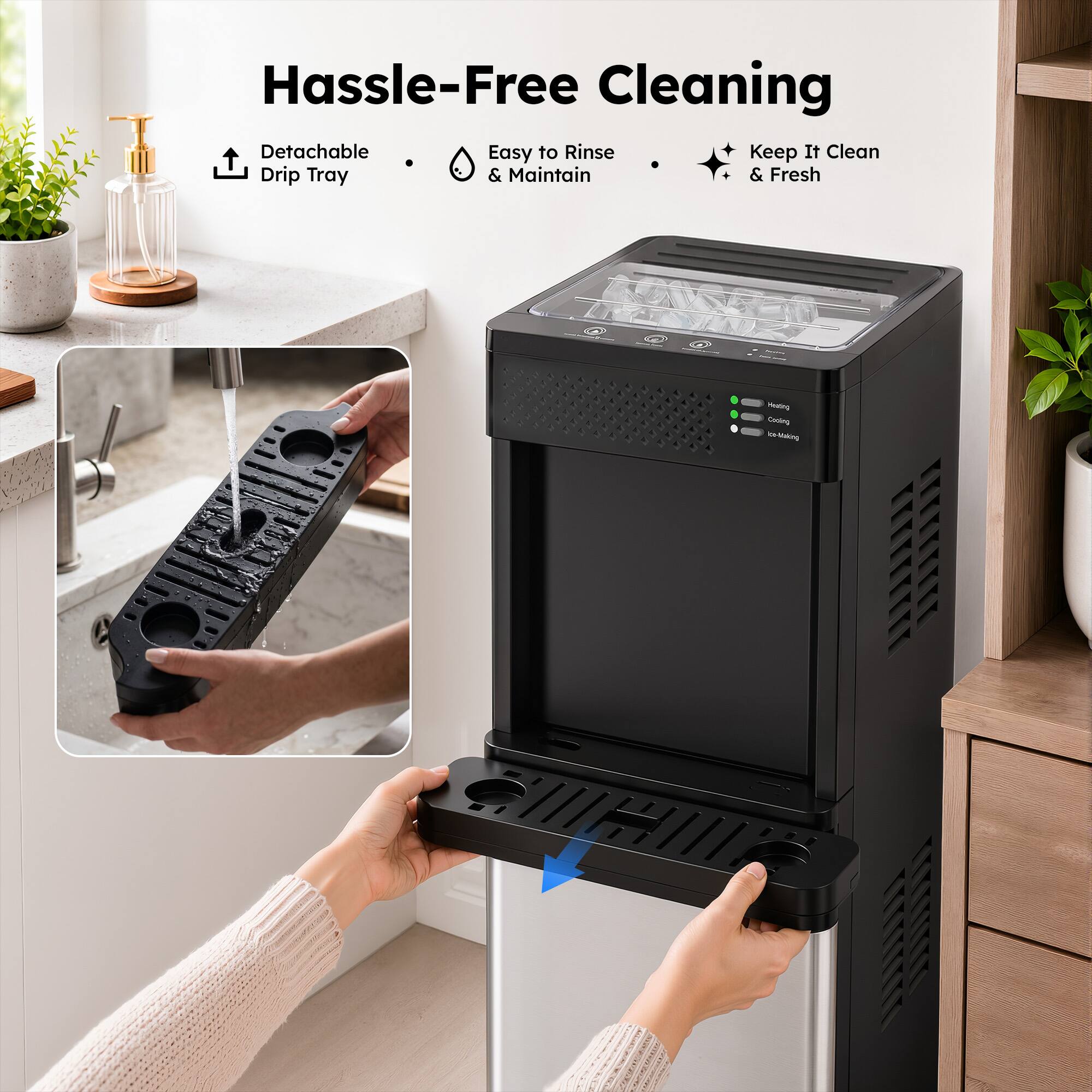 SIMZLIFE Bottom loading water dispenser with ice maker, 33 pounds
