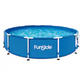 Funsicle - 12' x 30" Outdoor Activity Round Frame Above Ground Swimming Pool Set - Blue