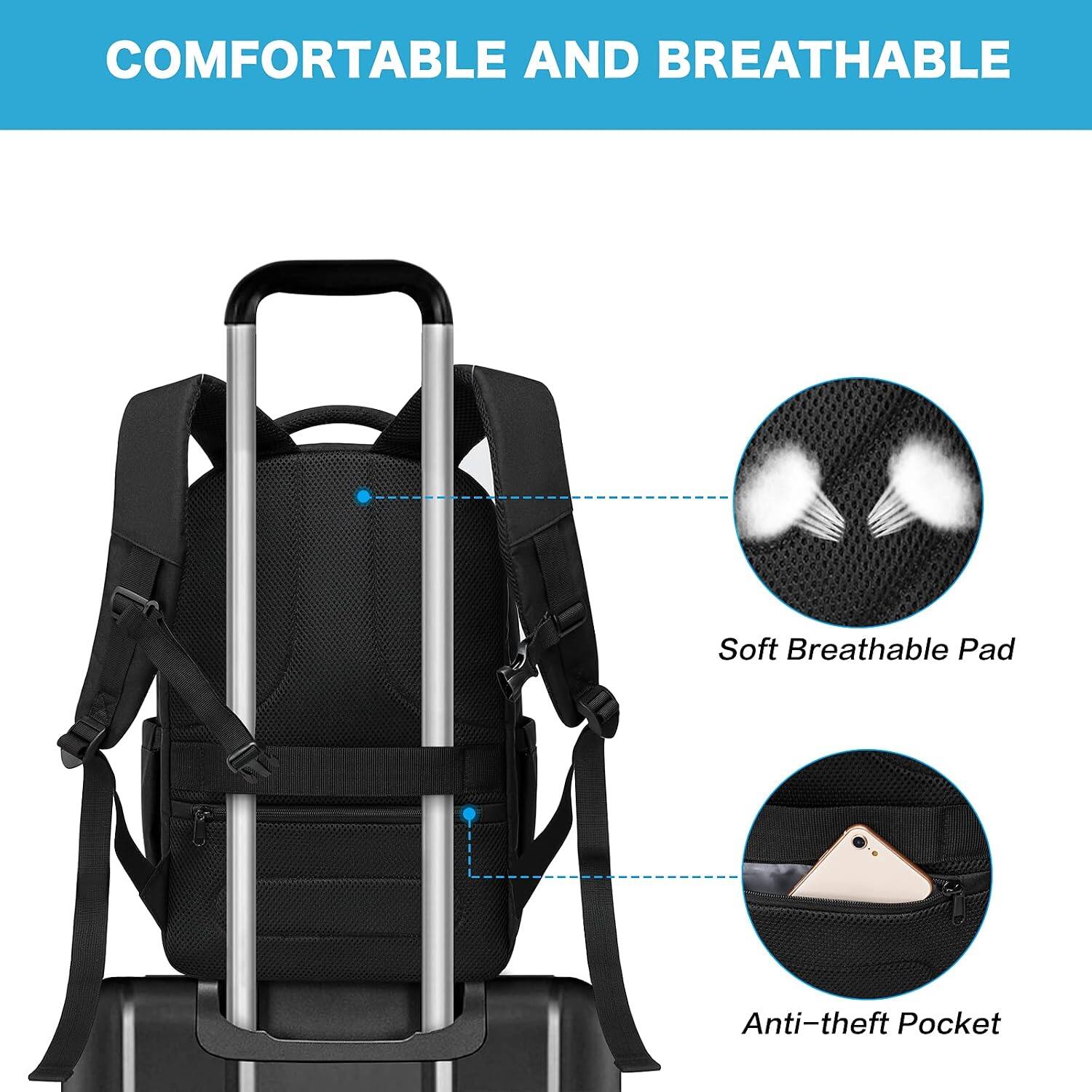 COMFORTABLE AND BREATHABLE

Soft Breathable Pad

Anti-theft Pocket