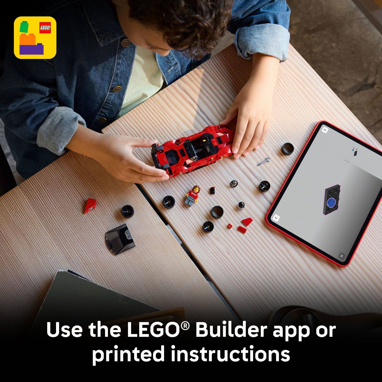 Use the LEGO® Builder app or printed instructions
