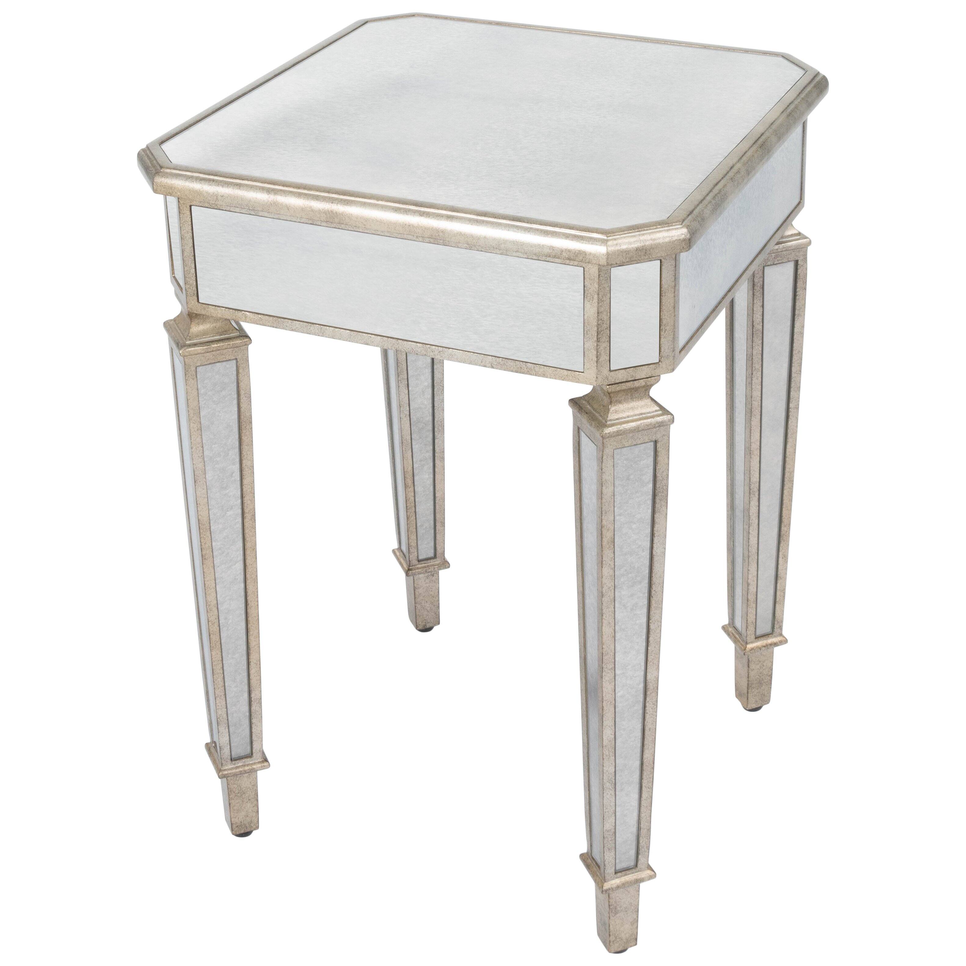 Front. Butler Specialty - Celeste 18 in. W Square Mirrored Side Table - Silver.