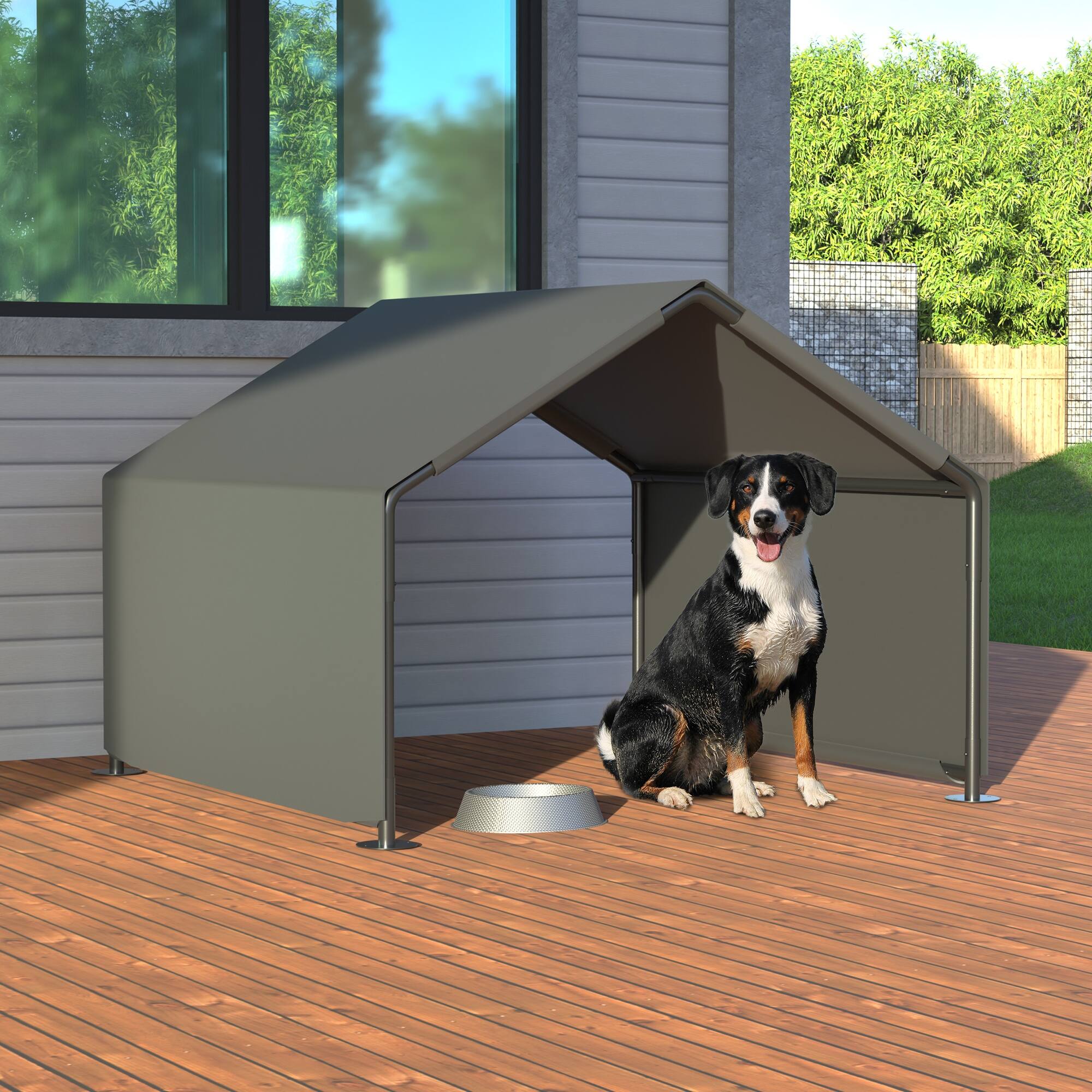 Angle. Boyel Living - Portable Outdoor Dog Tent with UV and Rain Protection - Grey.