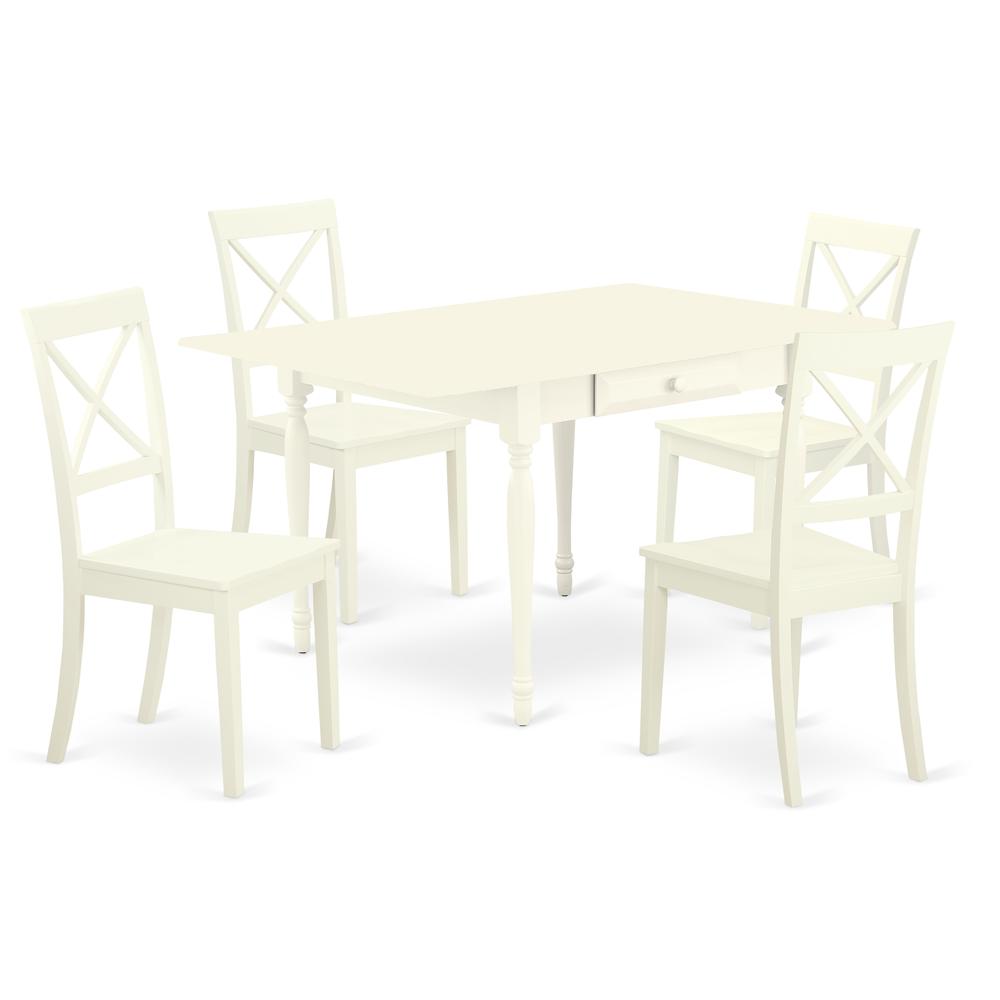 Left. East West Furniture - Dining Room Set Linen White - Brown.