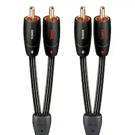 AudioQuest - Tower RCA > RCA 10' Analog Audio Interconnect Cable with RCA to RCA Connectors - Black with White Stripes