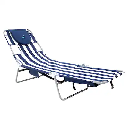 Front. Ostrich - Outdoor Folding Backpack Facedown Chaise Lounge Chair with Storage Bag - Blue.