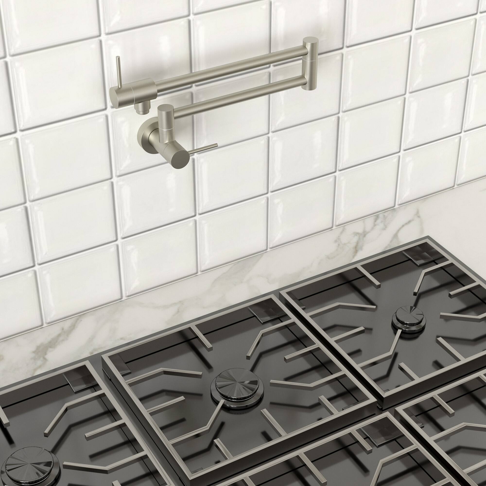 Angle. Lordear - Brushed Nickel Mount Kitchen Sink Faucet Folding Stretchable with Single Hole Two Handles - Brushed Nickel.