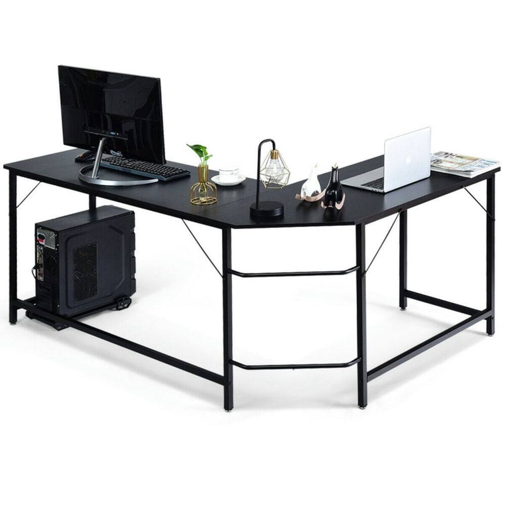 Left. Kadyn - L Shaped Desk Corner Computer Desk PC Laptop Gaming Table Workstation-Black, Home Office Desks, Gaming Computer Desks - Black.
