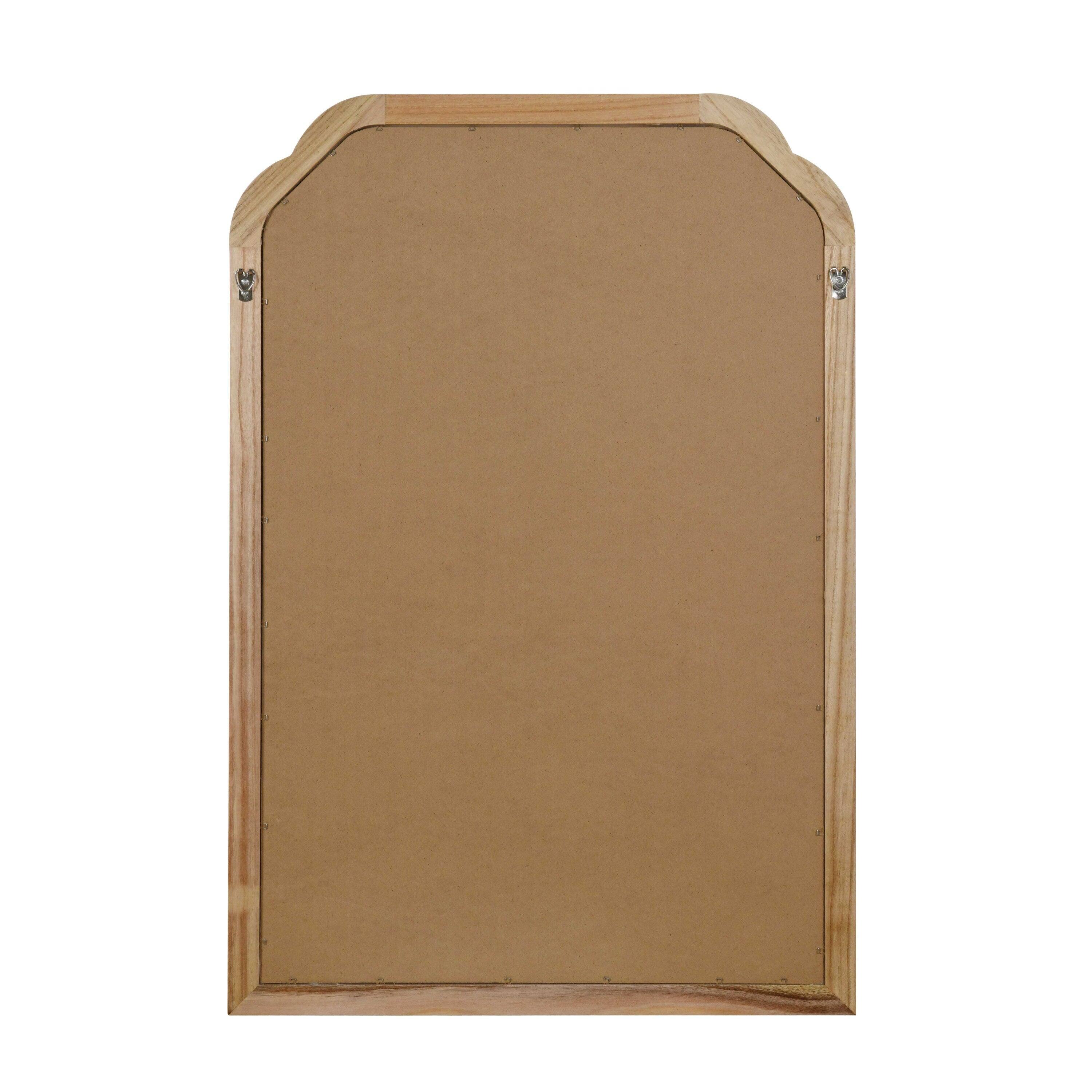 Alt View 4. BreeBe - 24x36 Natural Wood Solid Wood Rounded Corner Decorative Mirror for Bedroom Bathroom Living Room Entryway - Natural Wood.