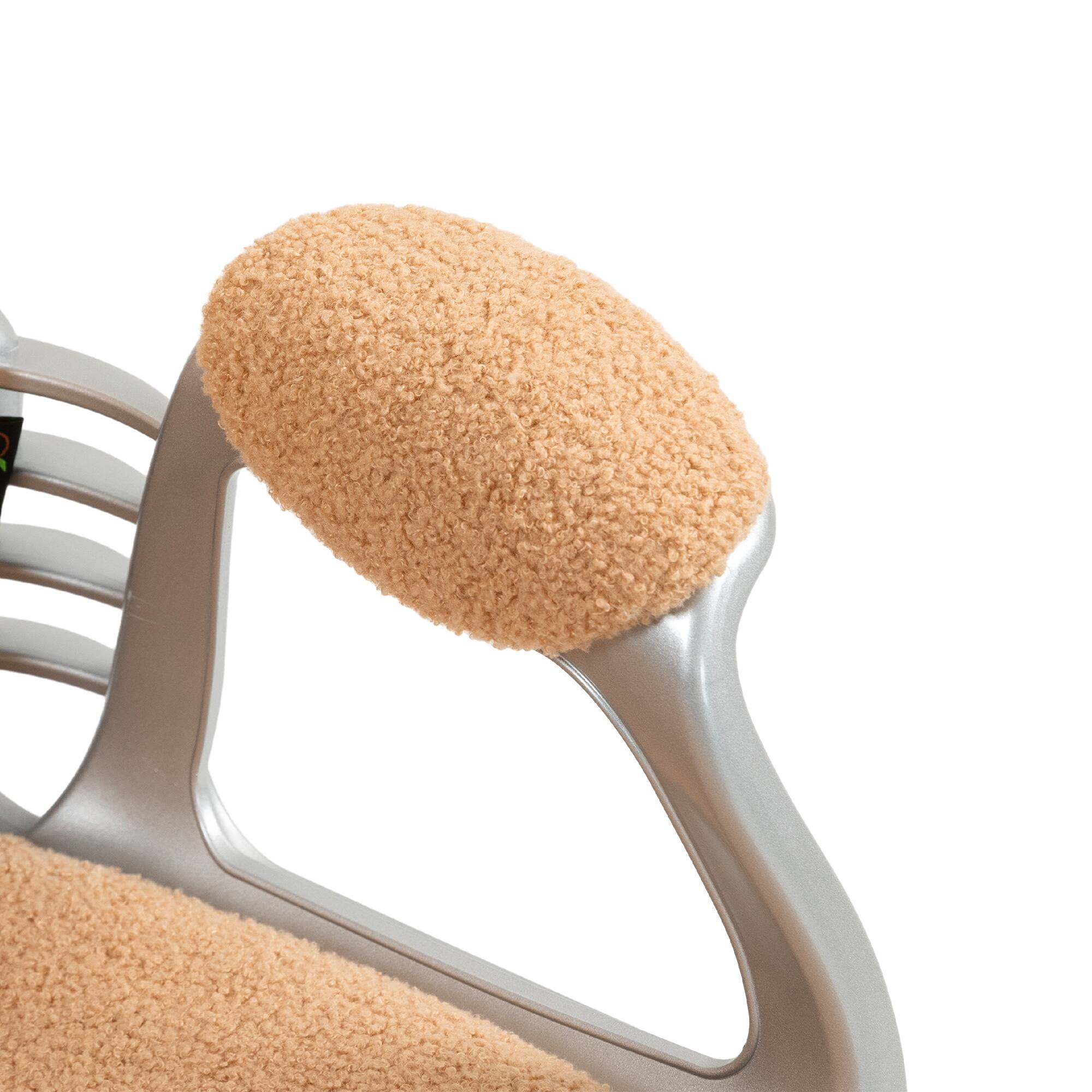 Alt View 7. Vinsetto - Button Tufted Teddy Fleece Chair with Padded Armrests, Swivel - Khaki.