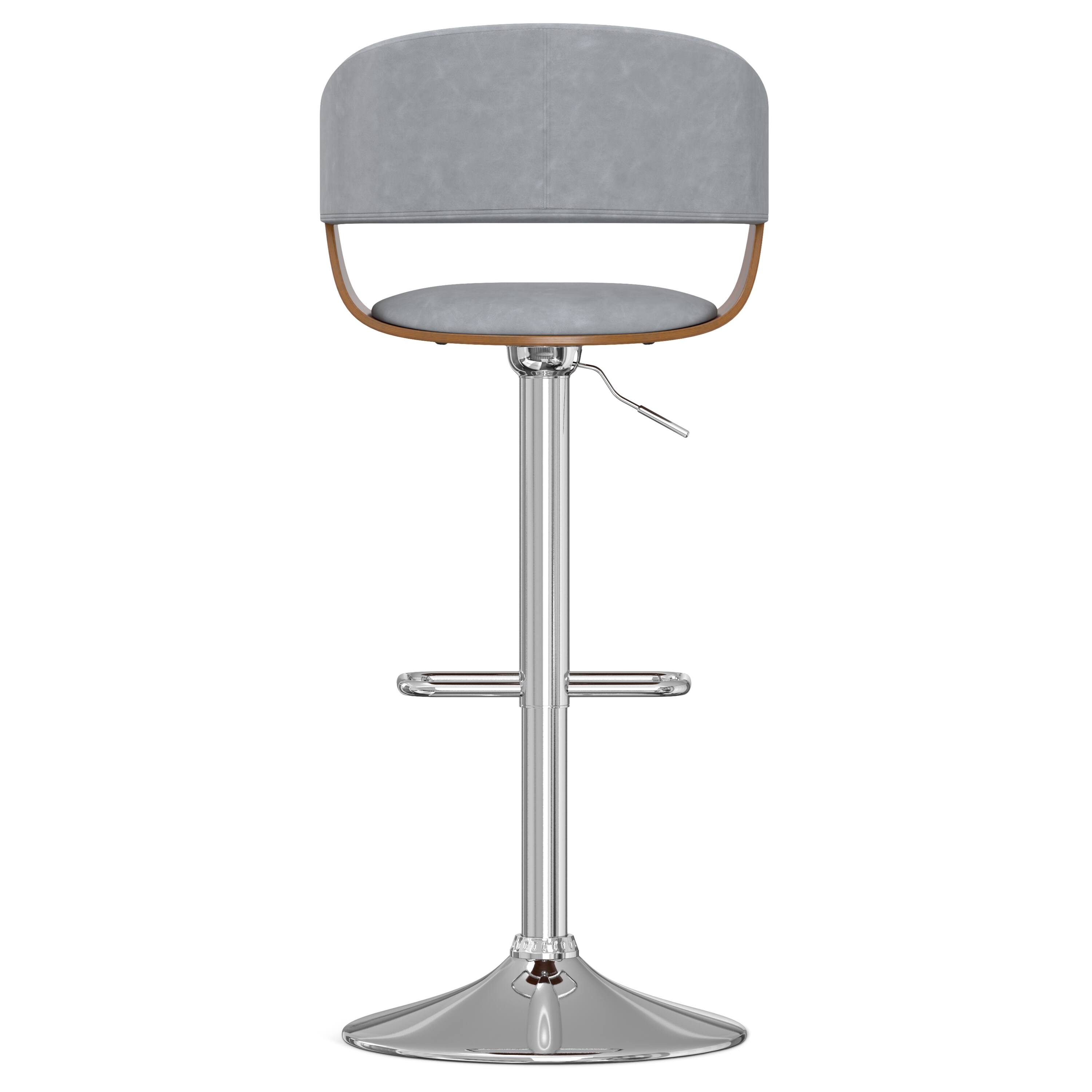 Alt View 2. Simpli Home - Lowell Mid Century Modern 33 inch Adjustable Swivel Bar Stool in Stone Grey Vegan Faux Leather - Stone Grey.