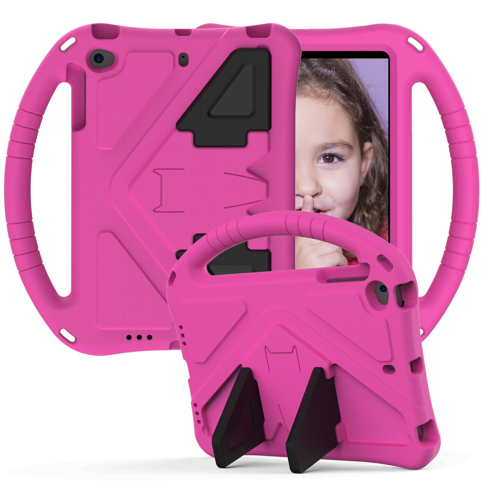 Front. Dteck - Rugged EVA Case for iPad Mini 5/4/3/2/1 (7.9"), Shockproof Kickstand Handle Protective Lightweight Cover - Rose.