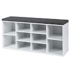 Front. Costway - Entryway Padded Shoe Storage Bench 10-Cube Organizer Bench Adjustable White - White.