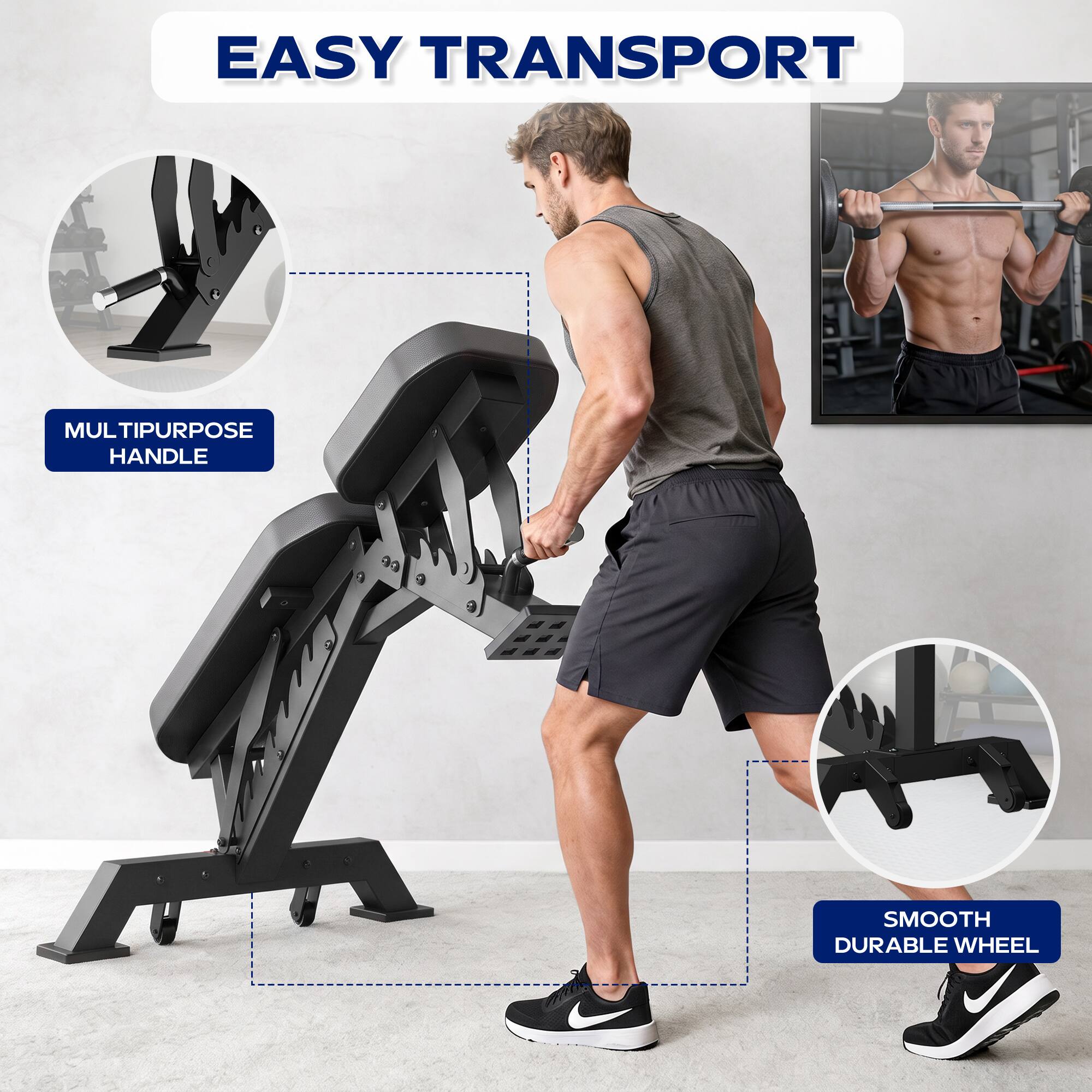 EASY TRANSPORT  
MULTIPURPOSE HANDLE  
SMOOTH DURABLE WHEEL