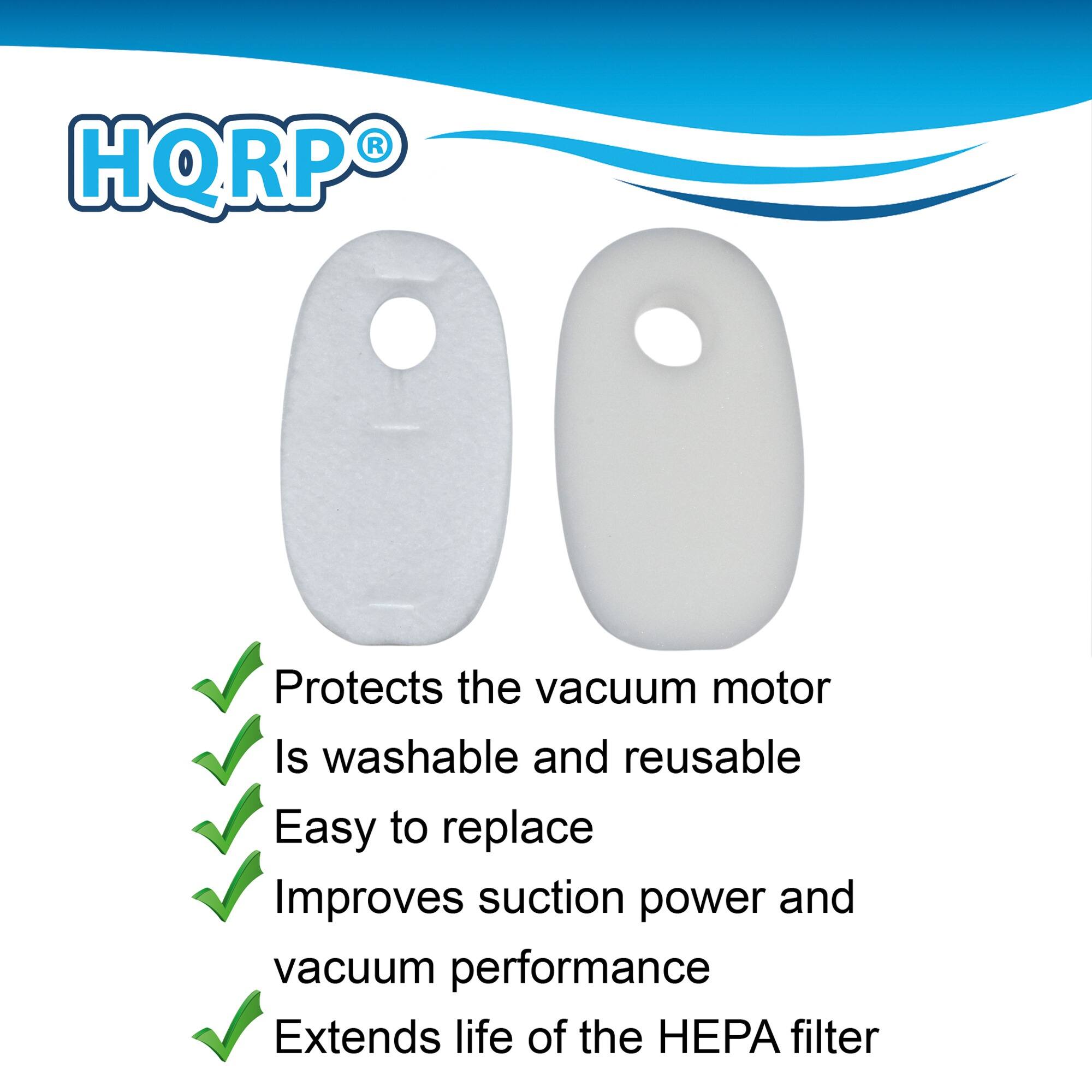 HQRP 00

- Protects the vacuum motor
- Is washable and reusable
- Easy to replace
- Improves suction power and vacuum performance
- Extends life of the HEPA filter