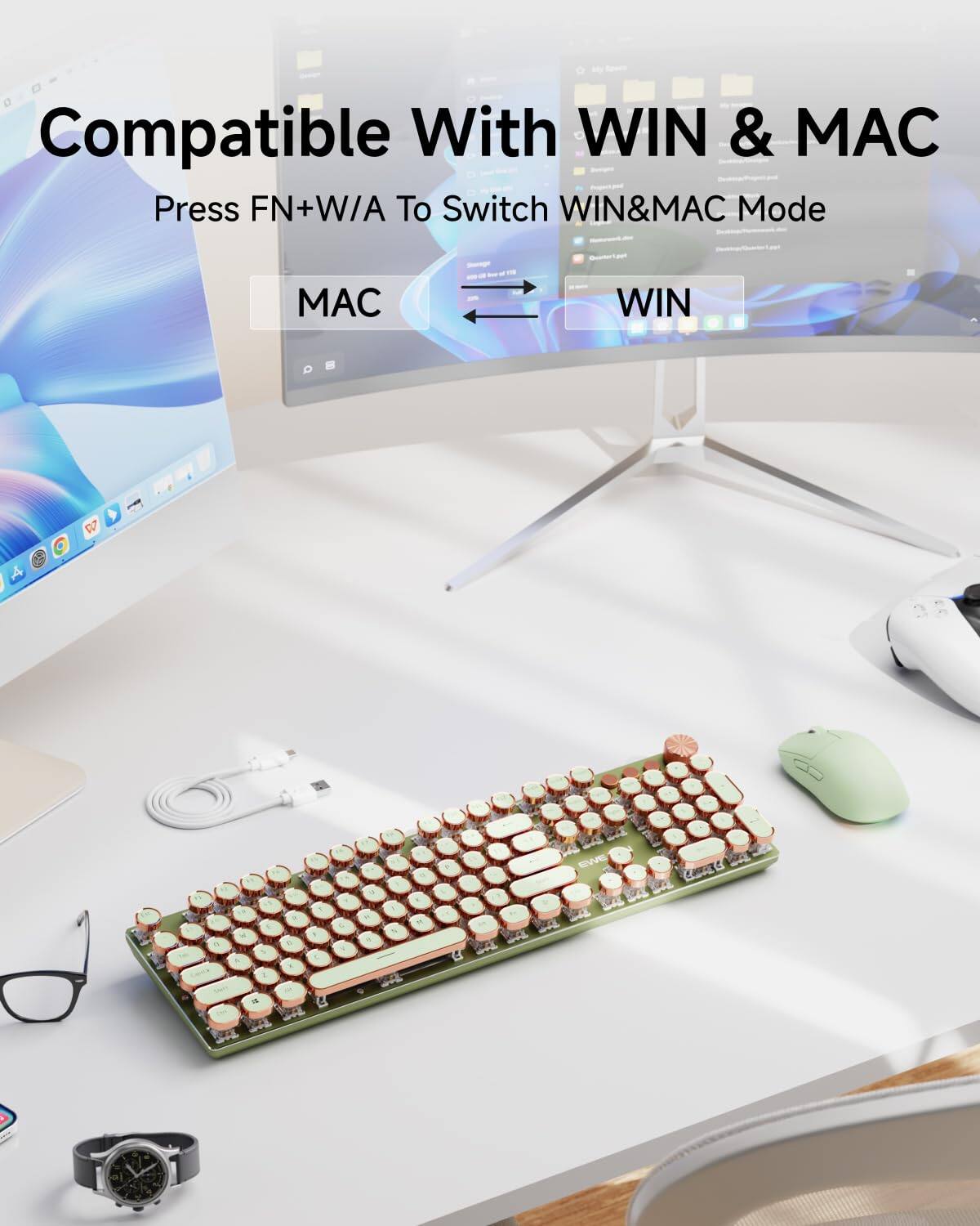 Compatible With WIN & MAC  
Press FN+W/A To Switch WIN&MAC Mode  
MAC  
WIN