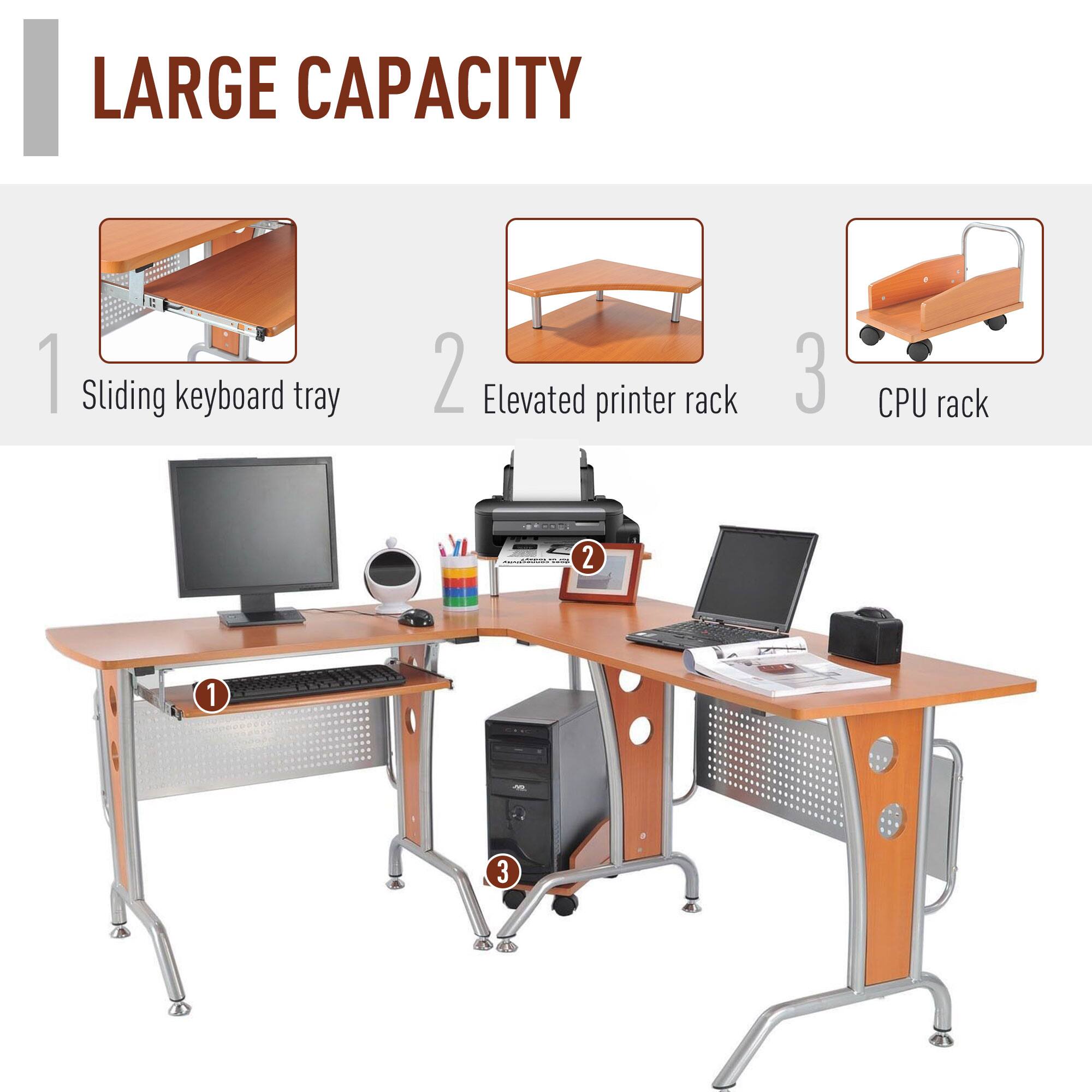 LARGE CAPACITY

1. Sliding keyboard tray
2. Elevated printer rack
3. CPU rack
