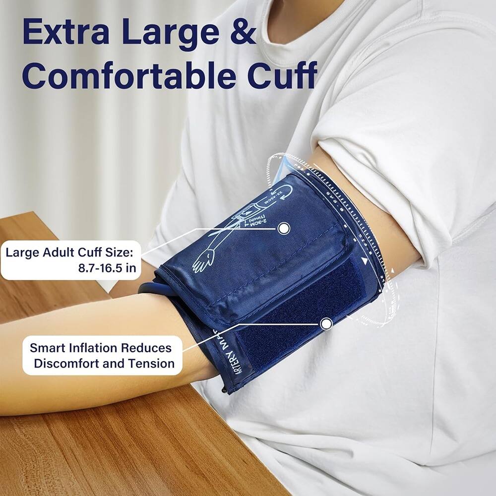 Extra Large & Comfortable Cuff

Large Adult Cuff Size: 8.7-16.5 in

Smart Inflation Reduces Discomfort and Tension