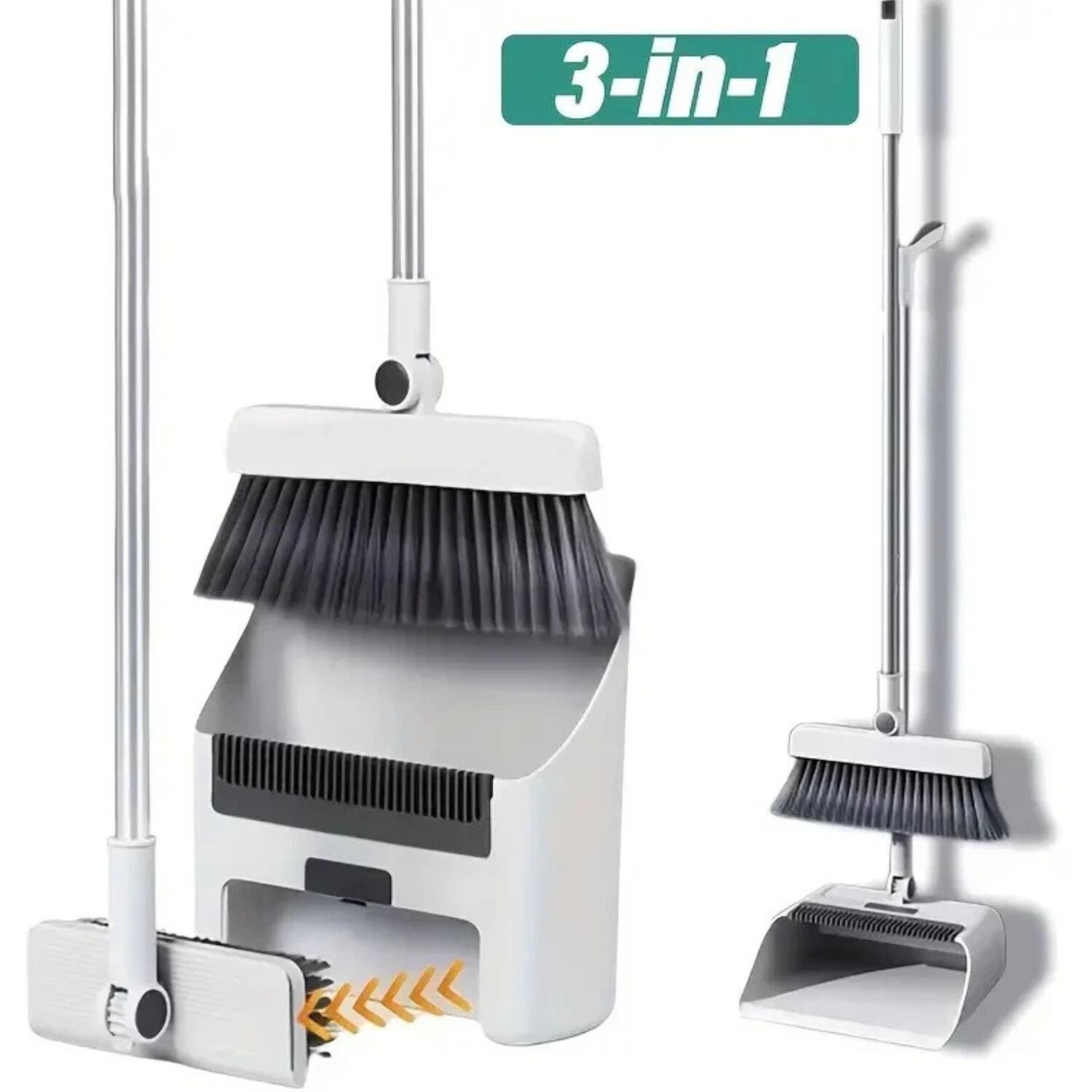 Angle. Stock Preferred - Lightweight Upright Broom and Dustpan Set.