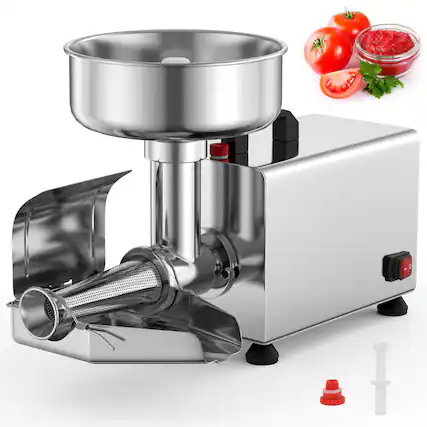 Front. Costway - Costway 450W Electric Tomato Strainer Grade Stainless Steel Saucer Maker - Silver.