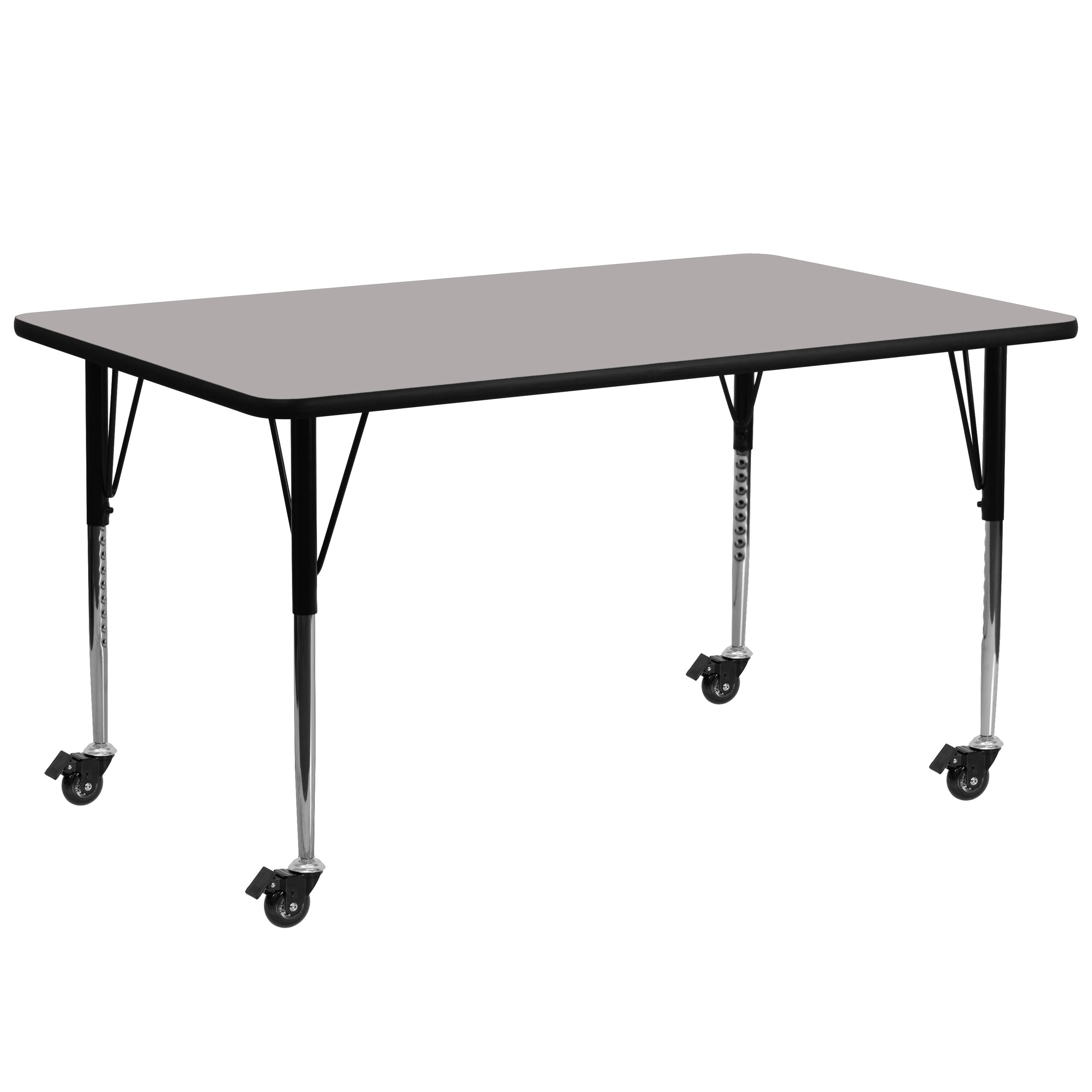 Front. Emma + Oliver - Mobile 30x72 Rectangle HP Laminate Adjustable Activity Table - Gray.