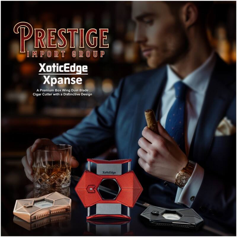 PRESTIGE IMPORT GROUP  
XoticEdge Xpance  
A Premium Box Wing Dual Blade Cigar Cutter with a Distinctive Design