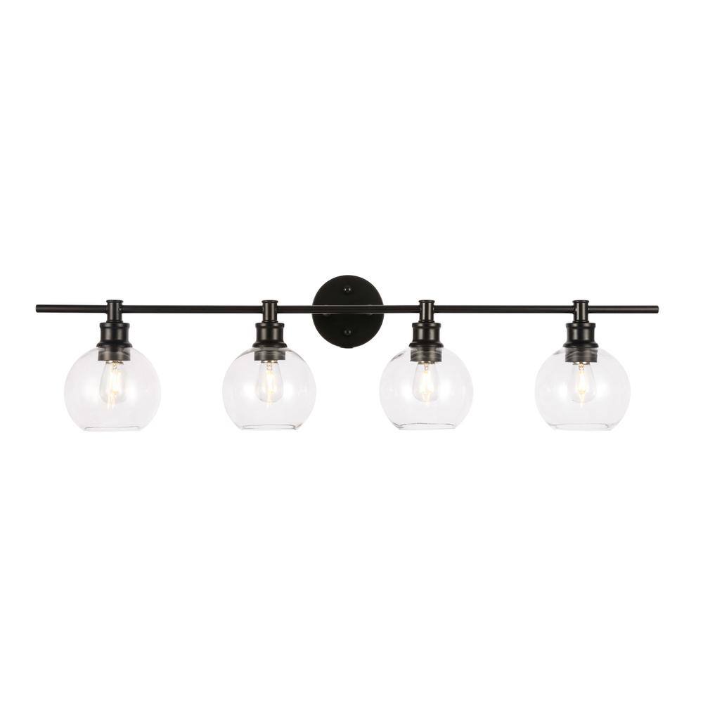 Alt View 2. Living District - Collier 4 light Black and Clear glass Wall sconce - Black And Clear Glass.