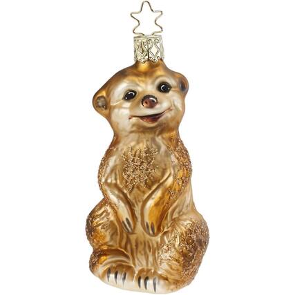 Front. Inge Glas - Inge Glas South African Meerkat German Glass Christmas Ornament FREE BOX - Brown.