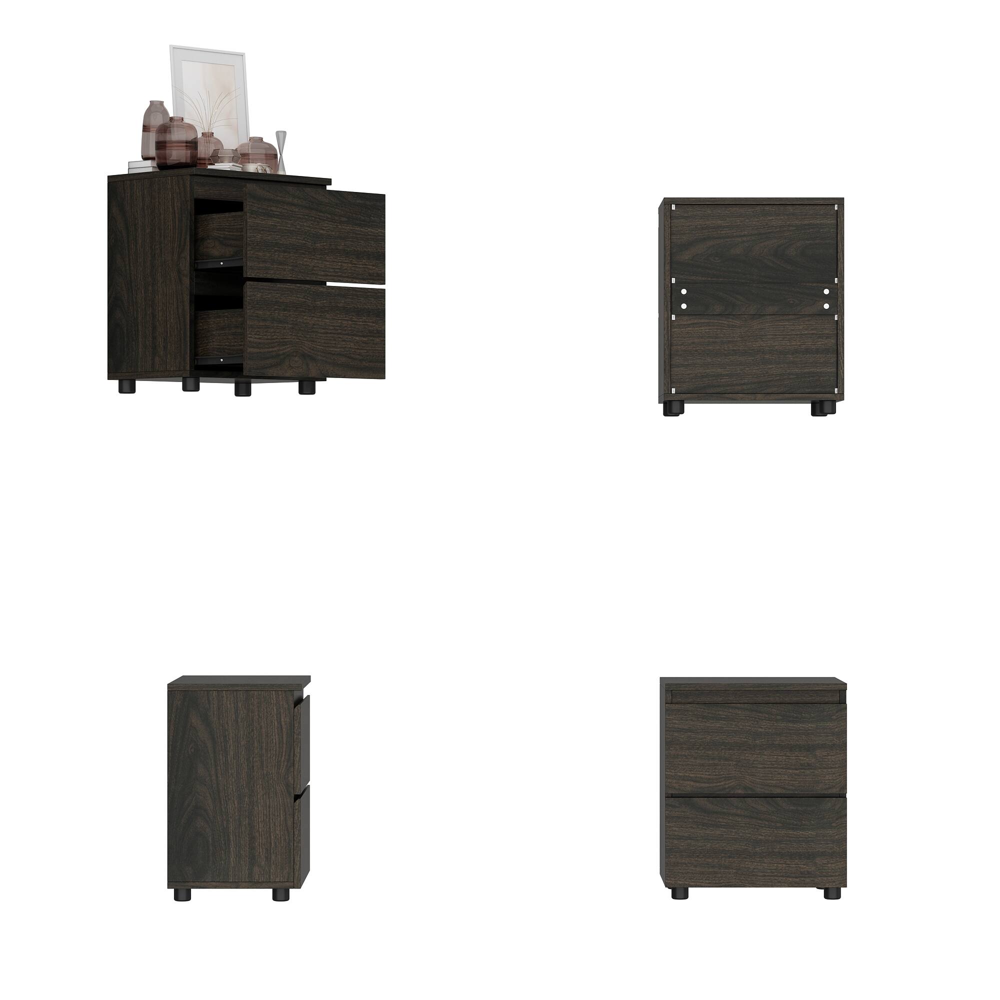 Angle. FUFU & GAGA - FUFU&GAGA  2 - Drawer Nightstand: Minimalist Bedroom Storage Solution - Brown.