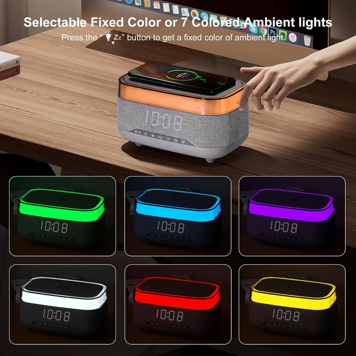 Selectable Fixed Color or 7 Colored Ambient Lights

Press the "Zz" button to get a fixed color of ambient light.