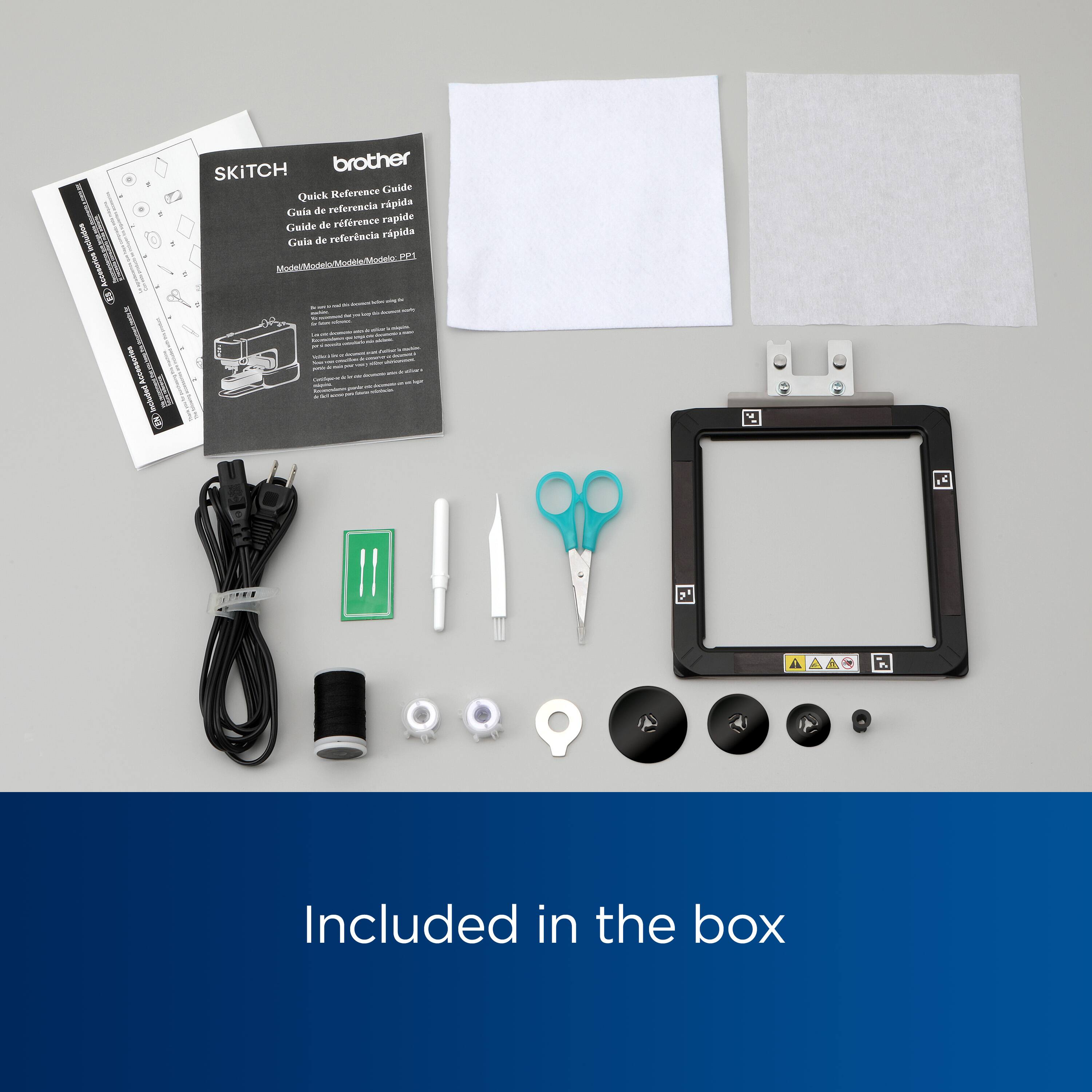 Included in the box: Cuia de referência rápida, Guia de referência rápida, and Cuide de referência rápida.