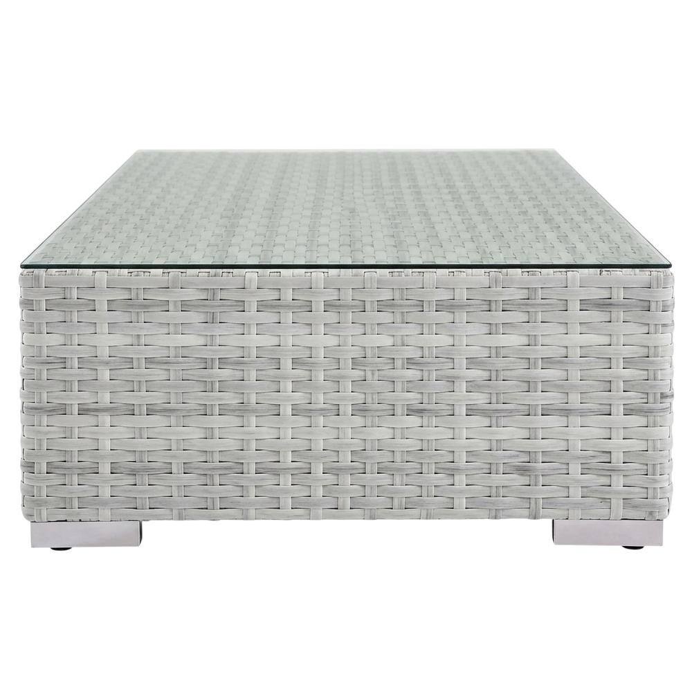 Back. Outdoor Escape - Contemporary Outdoor Patio Coffee Table With Weather-Resistant Surface - Gray.