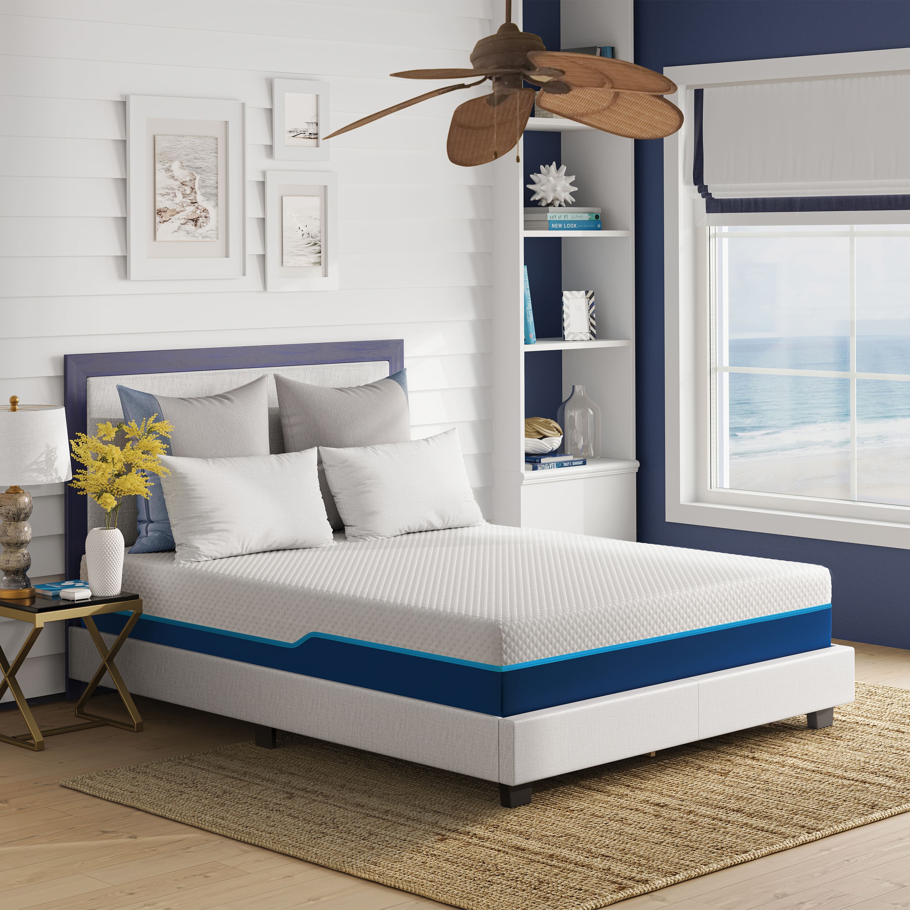 Nautica - Revitalize Medium-Plush Hybrid Innerspring Mattress - WHITE/BLUE - Thumbnail 4