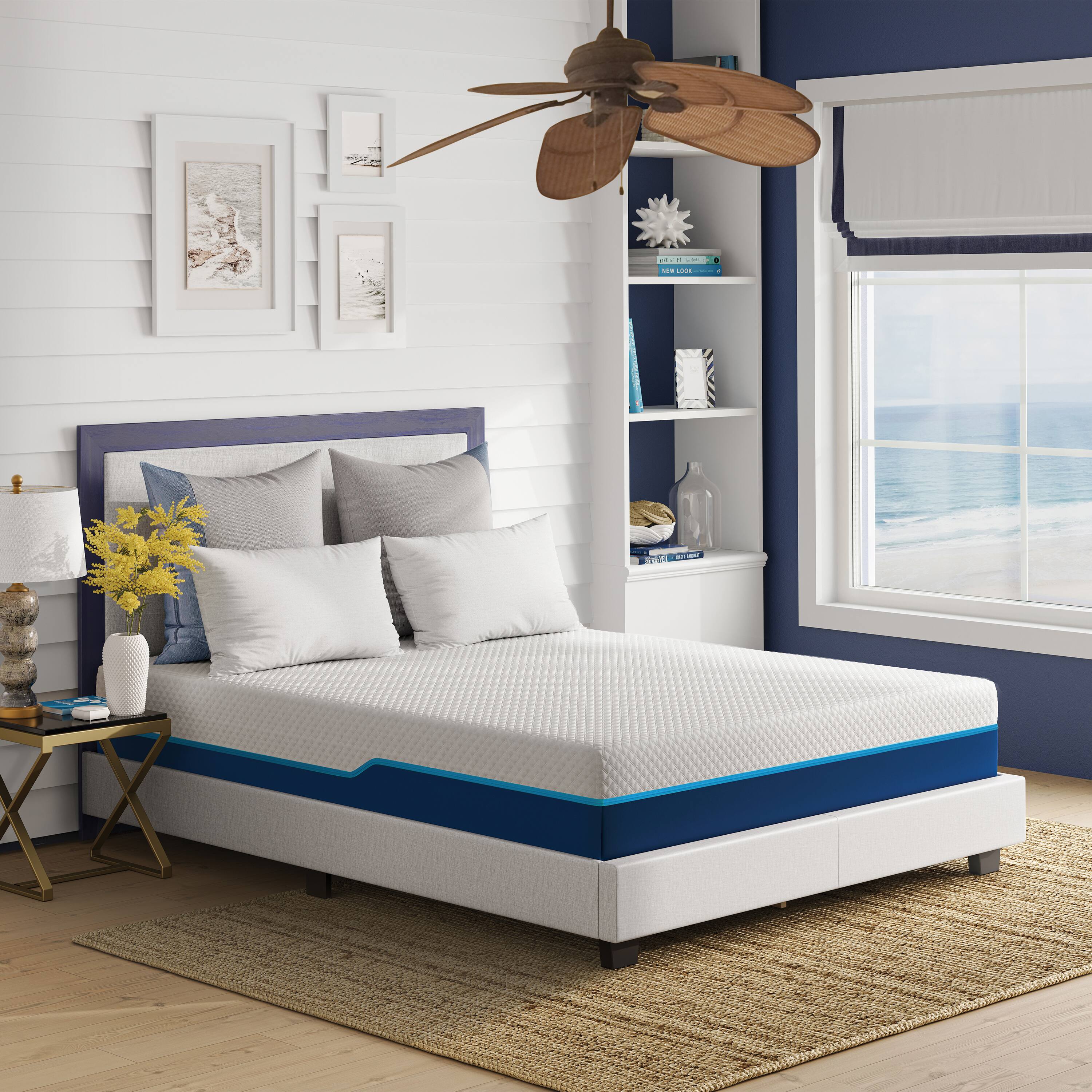 Alt View 4. Nautica - Revitalize Medium-Plush Hybrid Innerspring Mattress - WHITE/BLUE.