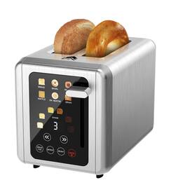 WUNLY - Touch screen Toaster 2 slice,Stainless Steel Digital Timer Toasters with Sound Function,Defrost - Platinum