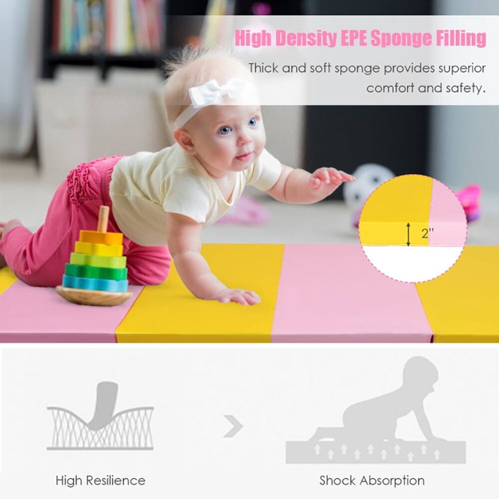 High Density EPE Sponge Filling  
Thick and soft sponge provides superior comfort and safety.  

2" High Resilience Shock Absorption