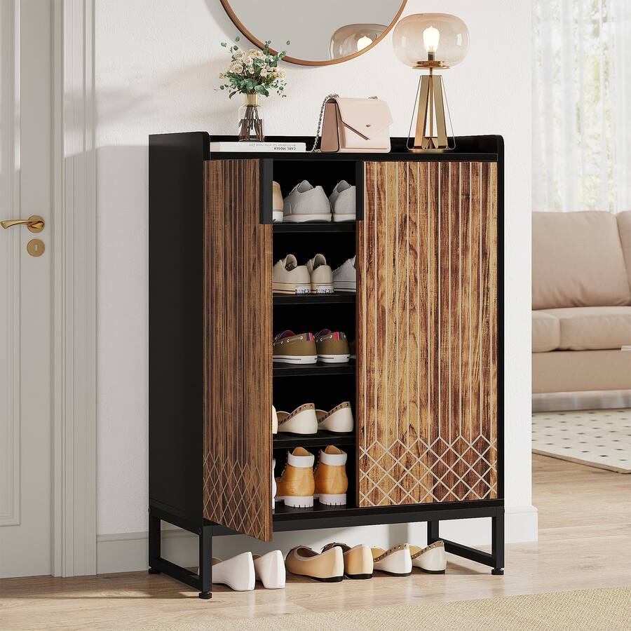 A Frame Shoe Rack Tribesigns Office Storage Cabinet with Metal Frame, for Everyday ...