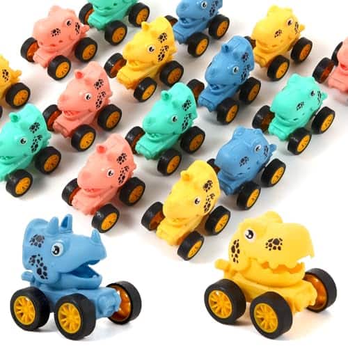 DORLUKFU - 18Pcs Dinosaur Pull Back Cars Set for Kids Toddlers, Bulk Mini Racing Vehicles Toys Party Favors, Pinata Fillers, Goodie