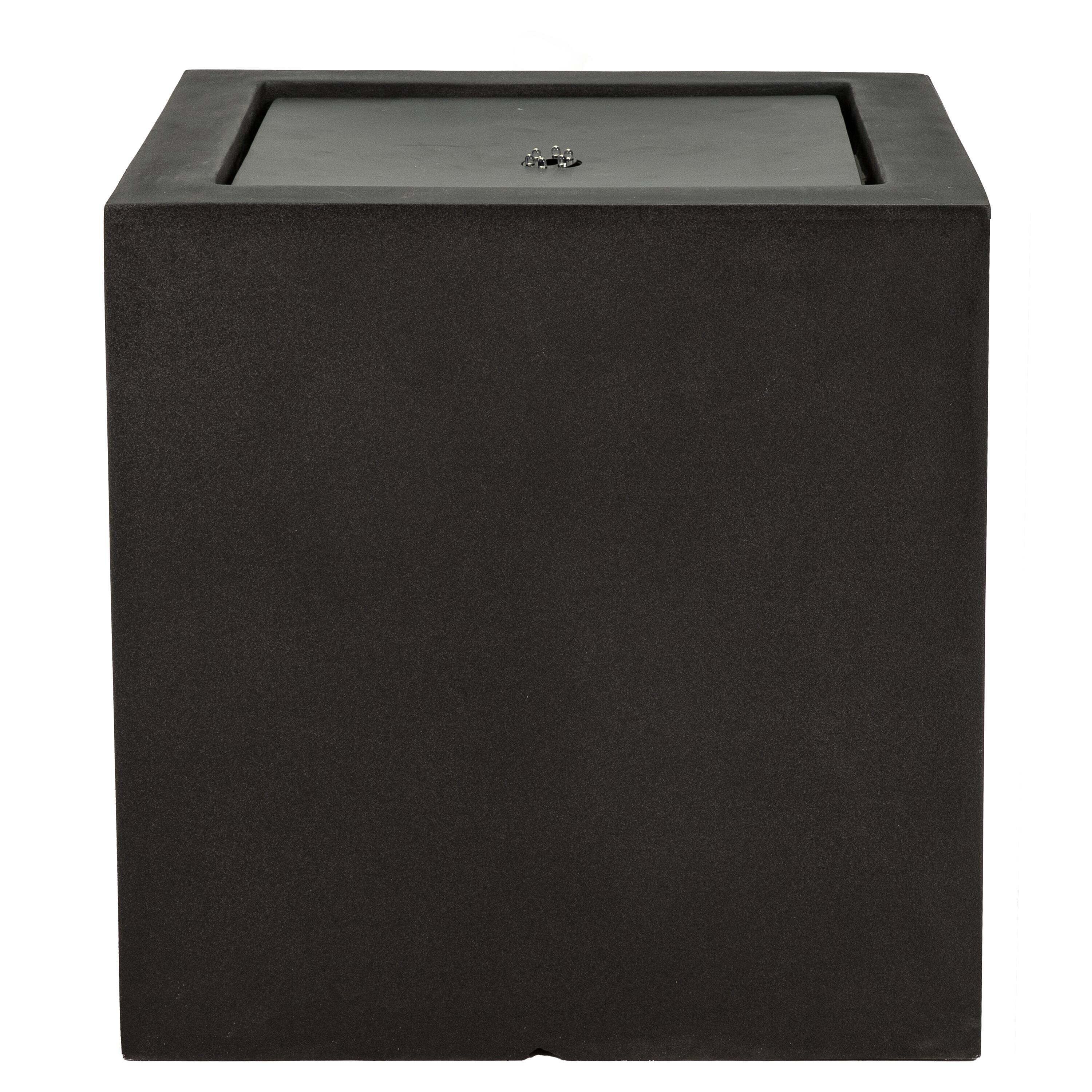 Sunnydaze - Square Polystone Outdoor Bubble Fountain with LED Light - Black