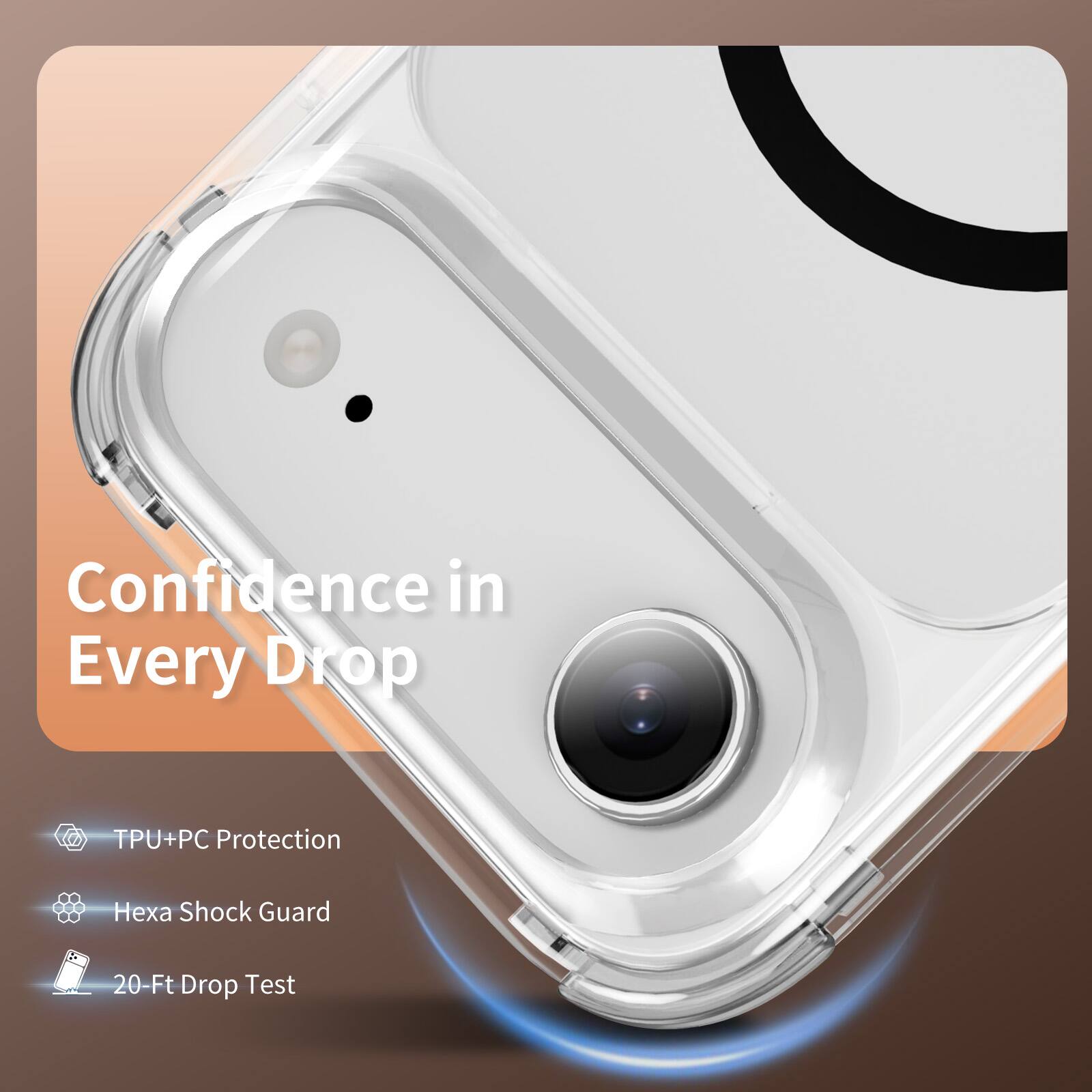 Confidence in Every Drop

TPU+PC Protection

Hexa Shock Guard

20-Ft Drop Test
