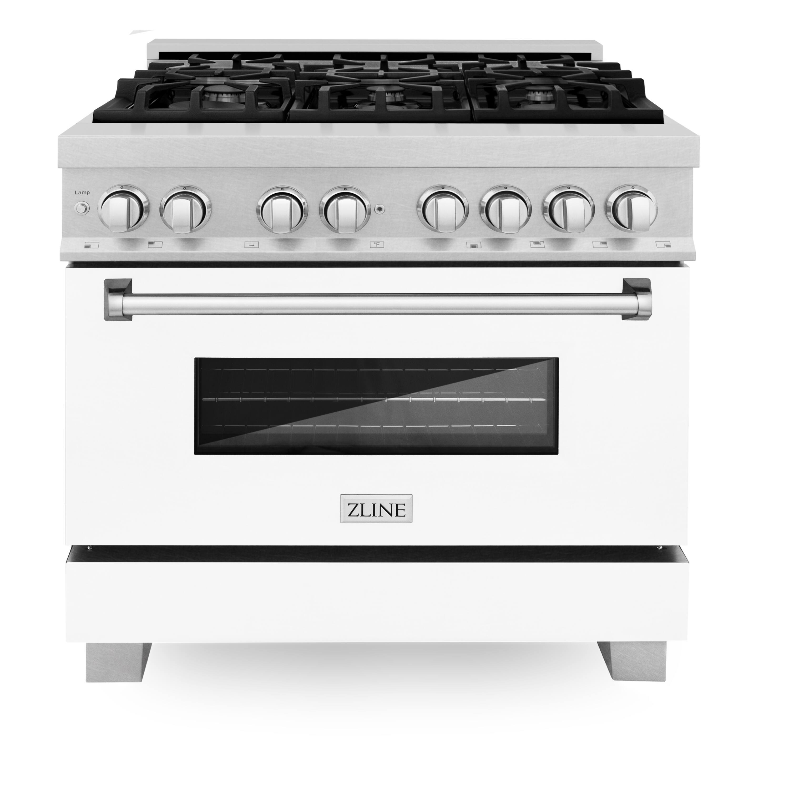 ZLINE - 36 in. Legacy Dual Fuel Range in Satin Stainless Steel w/ White Matte Door (RAS-WM-36) - Matte White
